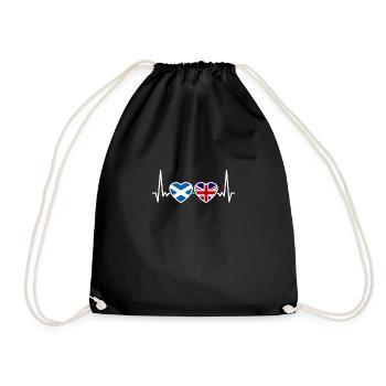 Scotland UK Heartbeat Flag Scottish - Drawstring Bag - black - Front