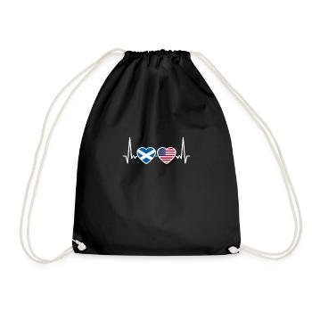 Scotland USA Heartbeat Flag Scottish - Drawstring Bag - black - Front