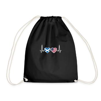 Scotland USA Vintage Heartbeat Flag - Drawstring Bag - black - Front