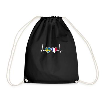 Suède, France, Heartbeat, Drapeau, Suède - Sac de sport léger - noir - Devant