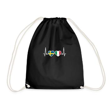Sweden Italy Vintage Heartbeat Flag Sweden - Drawstring Bag - black - Front