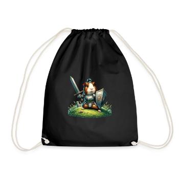 Knight Guinea Pig Tiny Castle Defender - Turnbeutel - Schwarz - Vorne