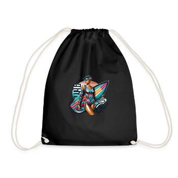 Cool Surf Girl - Vintage Beach Vibes - Turnbeutel - Schwarz - Vorne