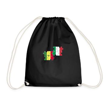 Senegal Italy Flag Italians Senegalese - Drawstring Bag - black - Front