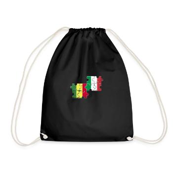 Senegal Italy Vintage Flag Senegalese - Drawstring Bag - black - Front
