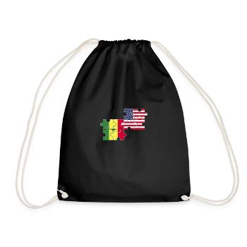 Senegal USA Flag American Senegalese - Drawstring Bag - black - Front