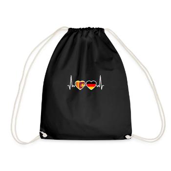 Sri Lanka Germany Heartbeat Flag Sri Lankan - Drawstring Bag - black - Front