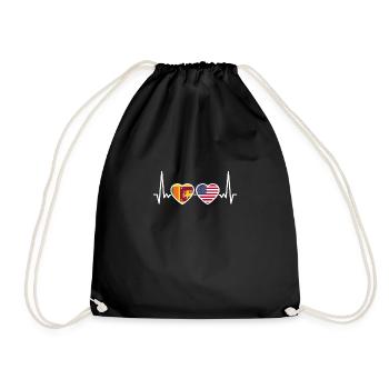 Sri Lanka USA Heartbeat Flag American Sri Lanka - Drawstring Bag - black - Front