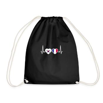 Corée du Sud France Heartbeat Flag Corée du Sud - Sac de sport léger - noir - Devant