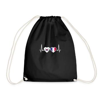 Corée du Sud France Vintage Heartbeat drapeau - Sac de sport léger - noir - Devant