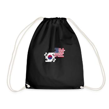 South Korea, USA, flag, American, Korean - Drawstring Bag - black - Front