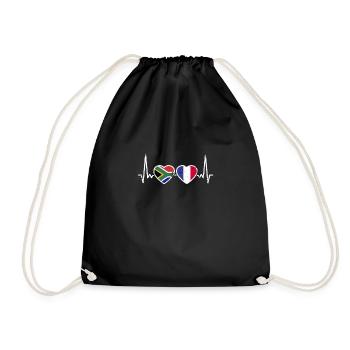 Afrique du Sud France Vintage Heartbeat drapeau - Sac de sport léger - noir - Devant