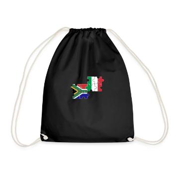 South Africa Italy Flag Italians South African - Drawstring Bag - black - Front
