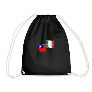 Taiwan Italy Vintage Flag Italian Taiwanese - Drawstring Bag - black - Front