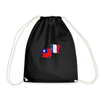 Taiwan France Flag French Taiwanese - Drawstring Bag - black - Front