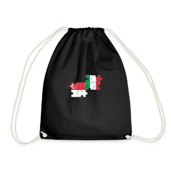 Singapur Italien Flagge Italiener Singapurer - Turnbeutel - Schwarz - Vorne