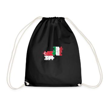 Singapur Italien Vintage Flagge Singapurer - Turnbeutel - Schwarz - Vorne