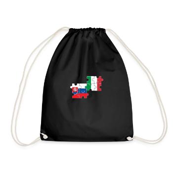 Slovakia, Italy, flag, Italian, Slovak - Drawstring Bag - black - Front