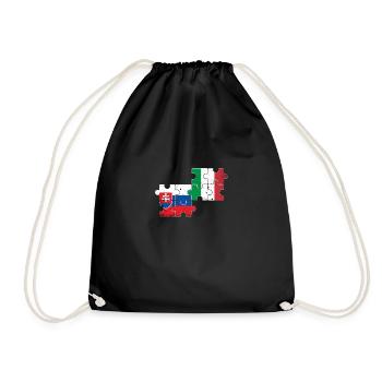 Slowakei Italien Vintage Flagge Italiener Slowake - Turnbeutel - Schwarz - Vorne