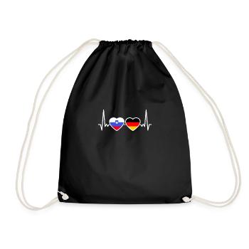 Slovenia Germany Heartbeat Flag Slovenian - Drawstring Bag - black - Front