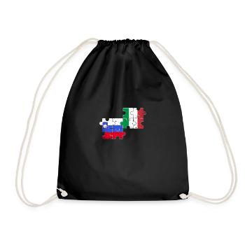 Slovenia Italy Vintage Flag Italian Slovenian - Drawstring Bag - black - Front