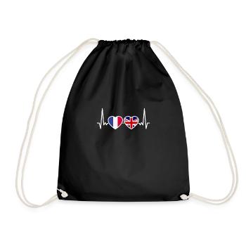France Royaume-Uni Heartbeat Flag Français - Sac de sport léger - noir - Devant