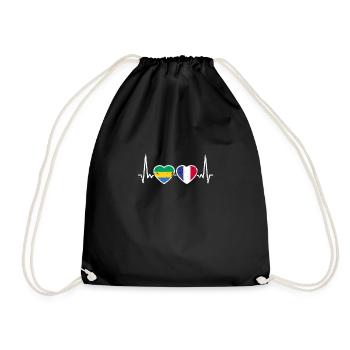 Gabon France Vintage Heartbeat Flag Gabonese - Drawstring Bag - black - Front