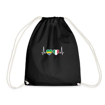Gabon Italy Vintage Heartbeat Flag Gabonese - Drawstring Bag - black - Front