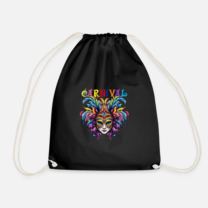 Fasching Karneval Venezianische Maske - Turnbeutel - Schwarz
