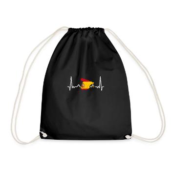 Espagne Vintage carte battement de cœur drapeau espagnol - Sac de sport léger - noir - Devant