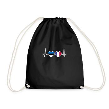 Estonie France Heartbeat Flag Este - Sac de sport léger - noir - Devant