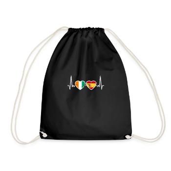 Côte d'Ivoire Spain Vintage Heartbeat Flag - Drawstring Bag - black - Front
