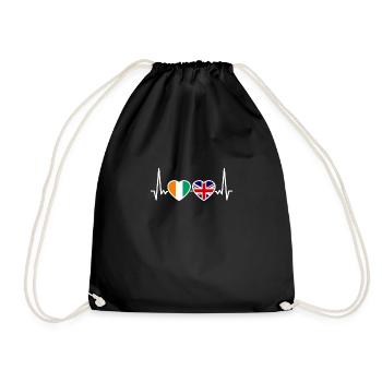 Côte d'Ivoire UK Heartbeat Flag Ivorian - Drawstring Bag - black - Front
