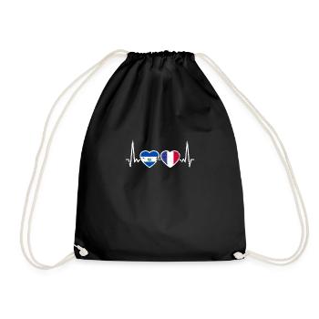 El Salvador France Vintage Heartbeat drapeau - Sac de sport léger - noir - Devant