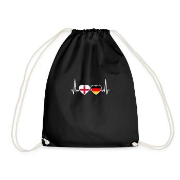 England Germany Heartbeat Flag English - Drawstring Bag - black - Front