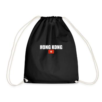 Hong Kong Vintage Flagge Hongkong Hongkonger - Turnbeutel - Schwarz - Vorne