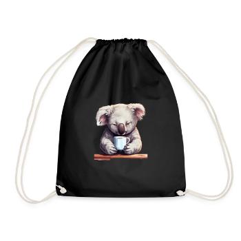 Niedlicher Koala Entspanntes Tier Kaffeebecher - Turnbeutel - Schwarz - Vorne