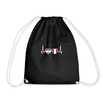 Luxembourg France Heartbeat Flag Luxembourger - Sac de sport léger - noir - Devant