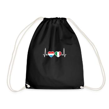 Luxembourg Italie Heartbeat Flag Luxembourgeois - Sac de sport léger - noir - Devant