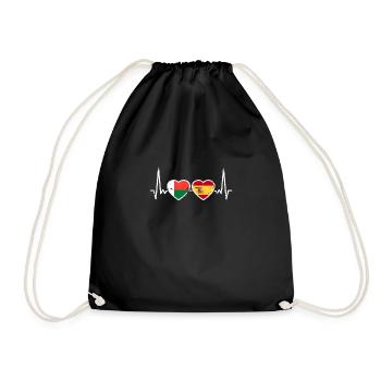 Madagascar Spain Vintage Heartbeat Flag - Drawstring Bag - black - Front