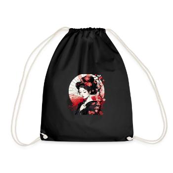 Geisha Kunst Japanische Kultur Floraler Kimono - Turnbeutel - Schwarz - Vorne