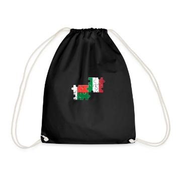 Madagascar Italy Vintage Flag Malagasy - Drawstring Bag - black - Front