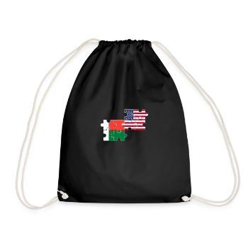 Madagascar USA Flag American Malagasy - Drawstring Bag - black - Front