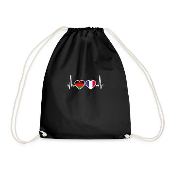 Malawi France Heartbeat Flag French - Drawstring Bag - black - Front
