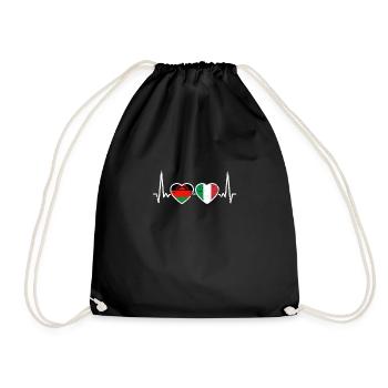 Malawi Italy Vintage Heartbeat Flag Malawian - Drawstring Bag - black - Front