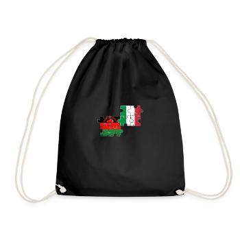 Malawi Italy Vintage Flag Italian Malawian - Drawstring Bag - black - Front