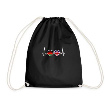Malawi UK Heartbeat Flag British Malawian - Drawstring Bag - black - Front