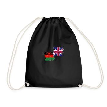 Malawi UK Vintage Flag British Malawian - Drawstring Bag - black - Front