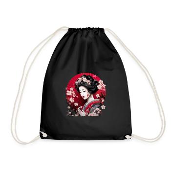 Geisha Kunst Japanische Kultur Floraler Kimono - Turnbeutel - Schwarz - Vorne