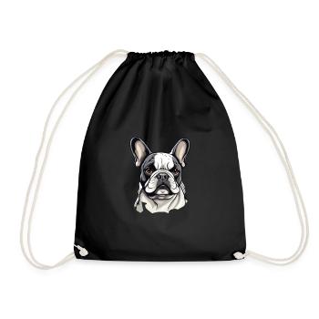 Französische Bulldogge Hund Mops - Turnbeutel - Schwarz - Vorne